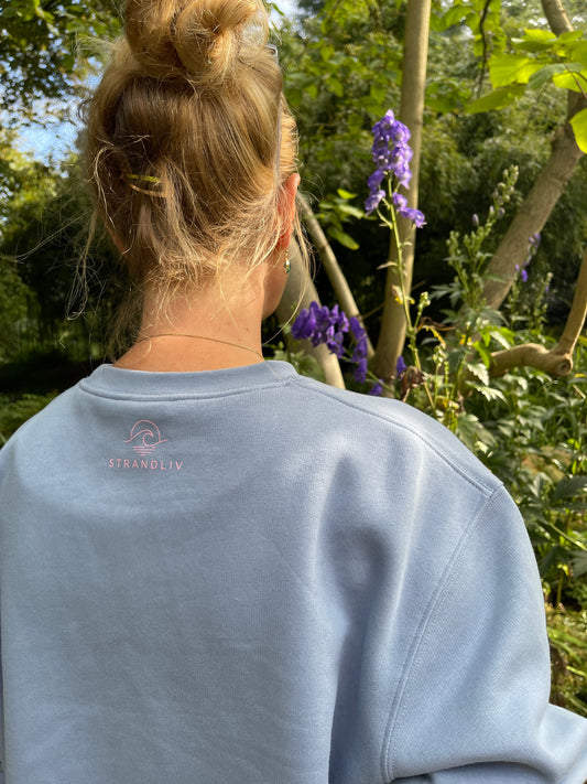 STRANDLIV Sweater "happy go lucky" blaugrau/rosa