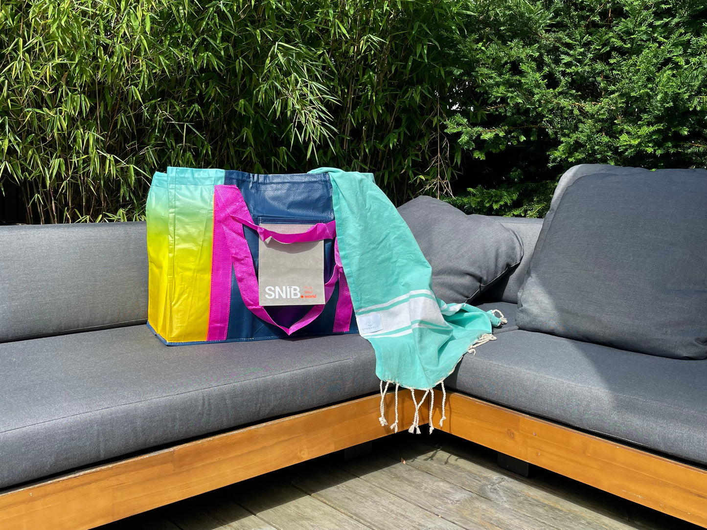 STRANDLIV x SNIB Fouta Saint Bath und ClassicBAG ocean sunrise
