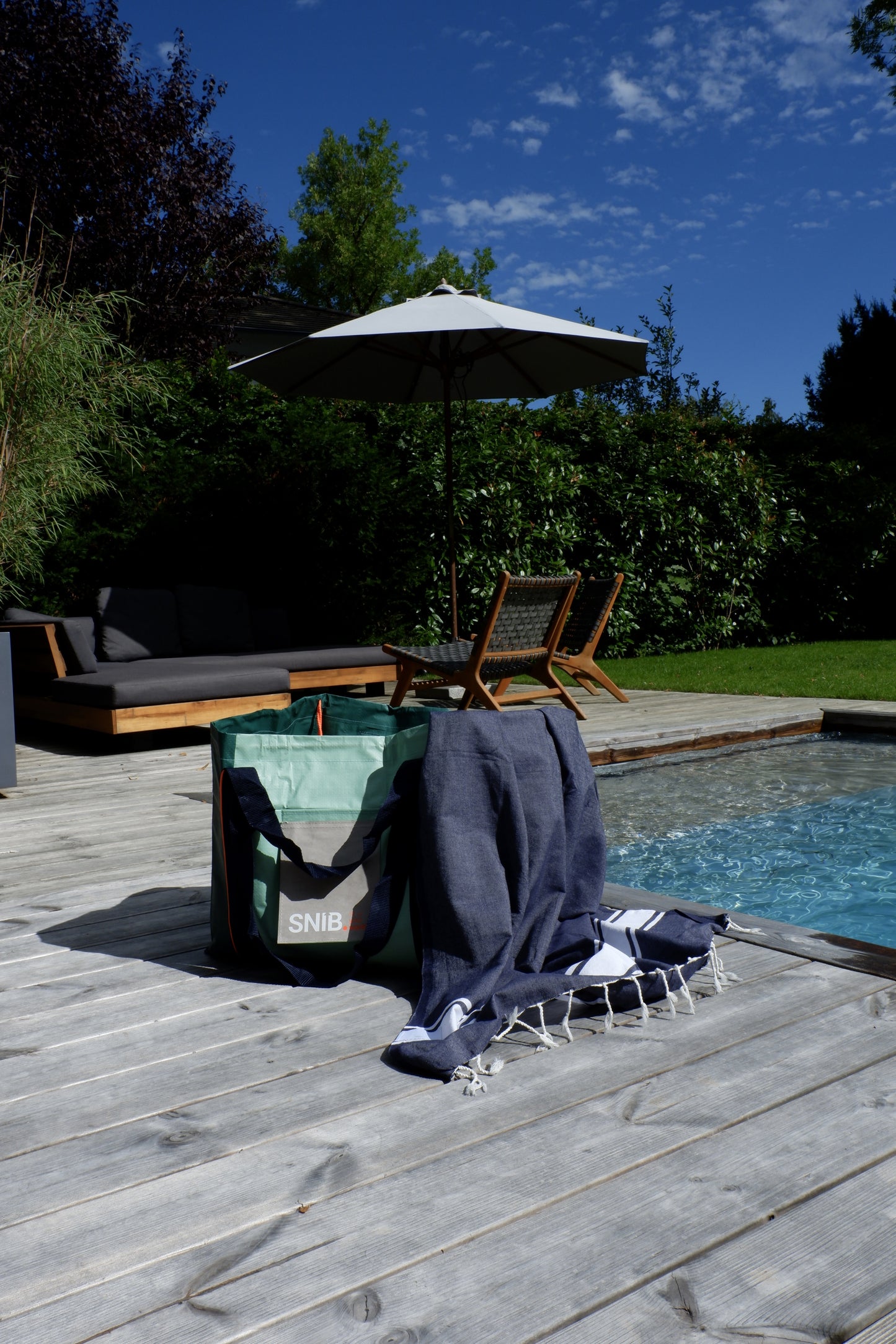 STRANDLIV x SNIB Fouta True Navy und ClassicBAG greelala