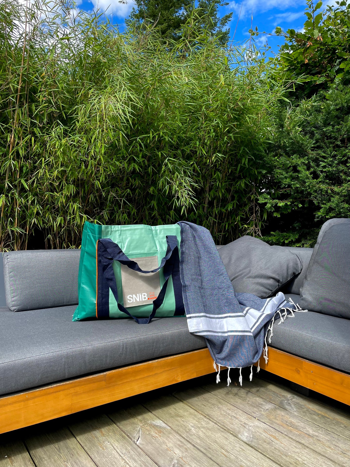 STRANDLIV x SNIB Fouta True Navy und ClassicBAG greelala