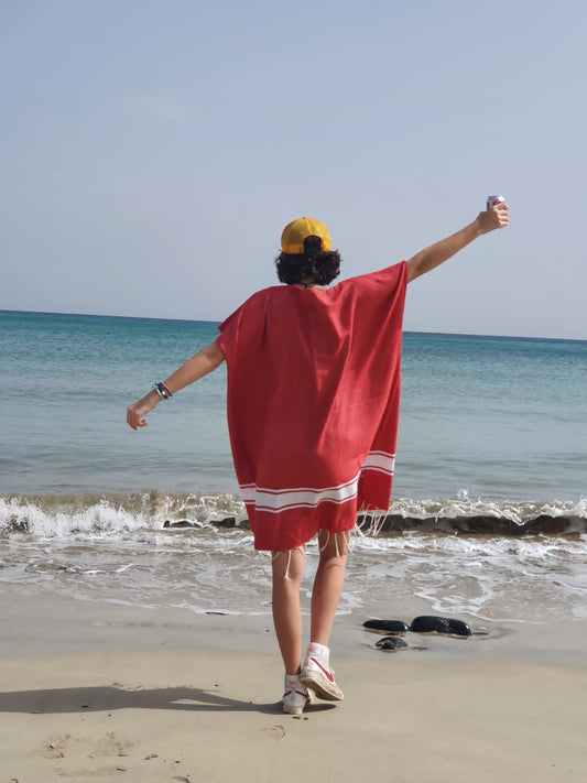 STRANDLIV Poncho Real Red.