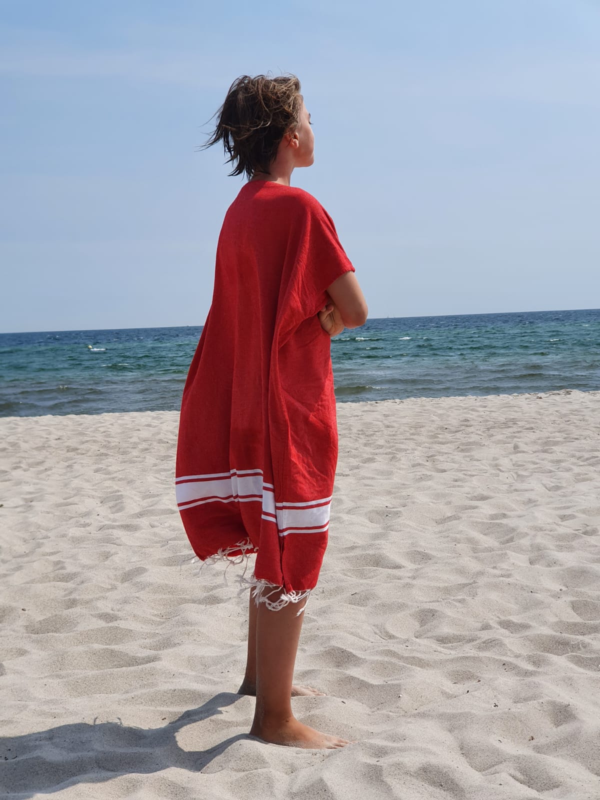 STRANDLIV Poncho Real Red