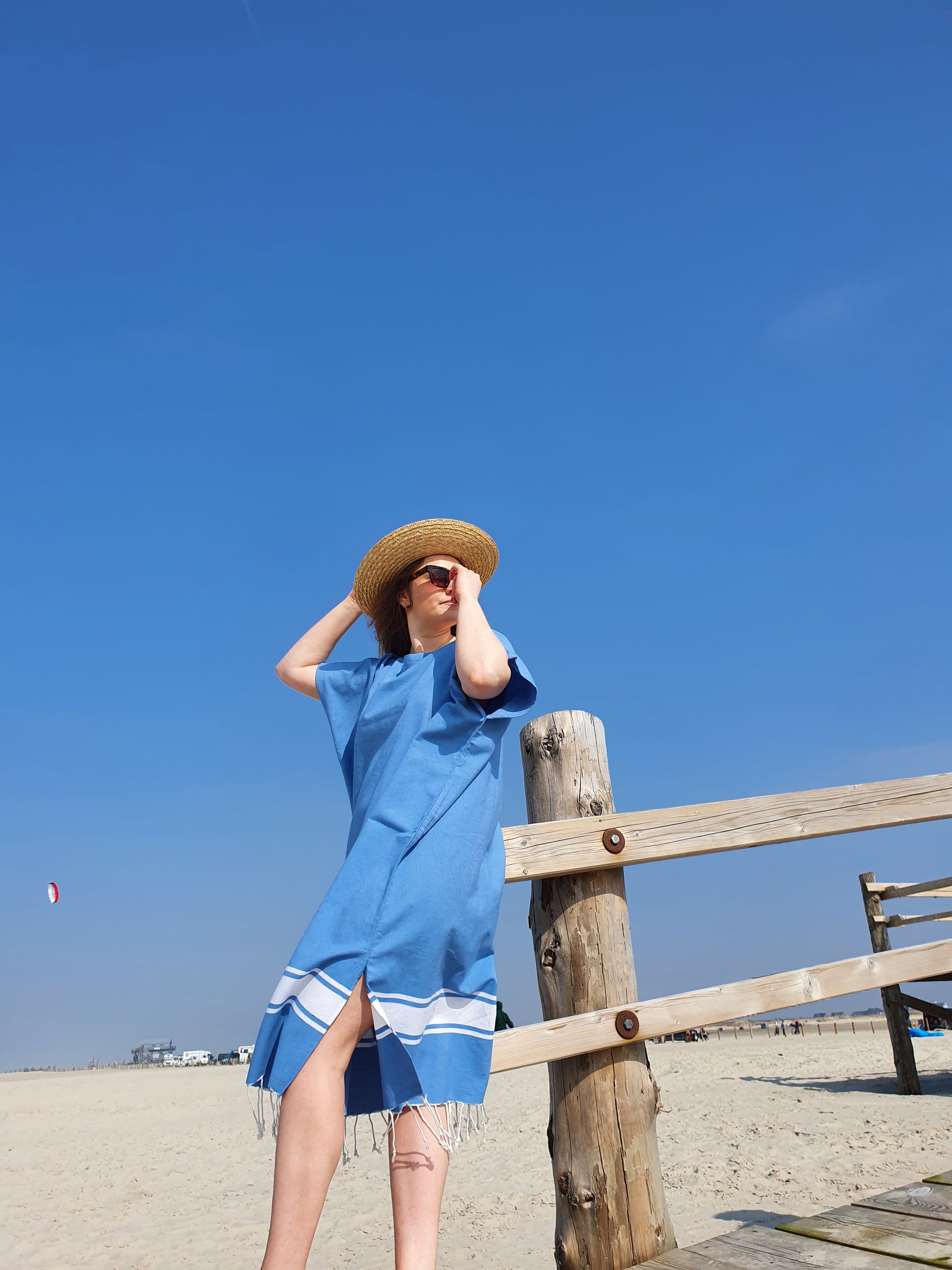 STRANDLIV Poncho Sky Blue.